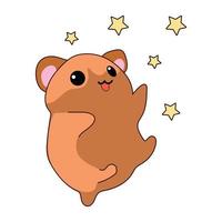 vector geïsoleerd illustratie schattig hamster welp jumping van geluk en vreugde kawaii chibi Japans stijl emoji karakter sticker emoticon glimlach emotie mascotte ontwerp