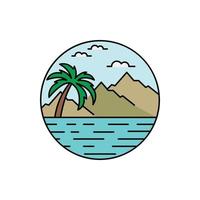 palm boom, berg, Golf, oceaan, zomer icoon vector