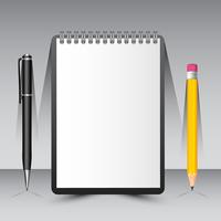 Notebook met pen en potlood vector