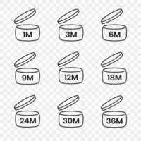 pao, periode na open pictogram teken instellen vlakke stijl ontwerp vectorillustratie. vector