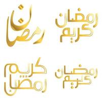 vector illustratie van gouden Ramadan kareem wensen met Arabisch typografie.