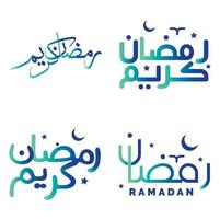 vector illustratie van Ramadan kareem met helling groen en blauw Arabisch kalligrafie.
