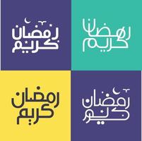 modern en gemakkelijk Arabisch schoonschrift pak voor heilig maand van Ramadan hartelijk groeten. vector