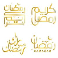 elegant gouden Ramadan kareem vector ontwerp met traditioneel Arabisch kalligrafie.