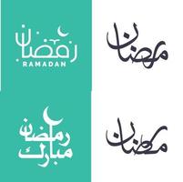 vector reeks van gemakkelijk Arabisch schoonschrift voor Ramadan kareem groeten in modern stijl.