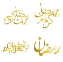 elegant gouden Ramadan kareem vector ontwerp met Arabisch schoonschrift voor moslim feesten.