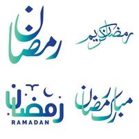 vector illustratie van helling groen en blauw Ramadan kareem groeten en wensen.