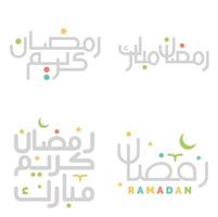 vieren heilig maand van vastend met Ramadan kareem vector illustratie in Arabisch.
