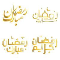 elegant gouden Ramadan kareem vector ontwerp met Arabisch schoonschrift voor moslim feesten.
