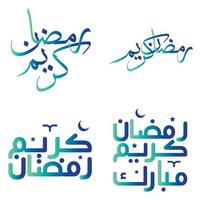 vector illustratie van elegant helling groen en blauw Ramadan kareem kalligrafie.