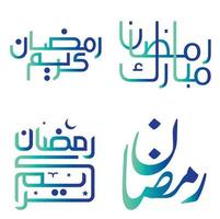 vector illustratie van helling groen en blauw Ramadan kareem met Islamitisch kalligrafie.