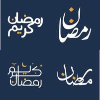 vector illustratie van wit schoonschrift en oranje ontwerp elementen voor vieren Ramadan kareem.