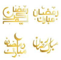 elegant gouden vector illustratie van Ramadan kareem met Arabisch schoonschrift voor moslim feesten.