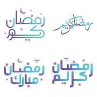 vector illustratie van helling Ramadan kareem wensen met Arabisch typografie.