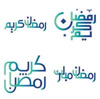 helling groen en blauw Ramadan kareem vector illustratie met traditioneel Arabisch kalligrafie.