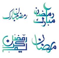 helling groen en blauw Arabisch schoonschrift vector ontwerp voor vieren de heilig maand van Ramadan.