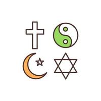 religieuze symbolen RGB-kleur pictogram vector