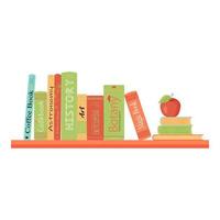gekleurde boekenplank met appel vector