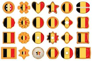 eigengemaakt koekje met vlag land belgie in smakelijk biscuit vector