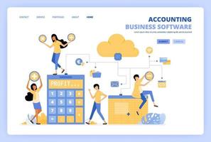 mensen hebben toegang tot cloud-boekhoudsoftware met spreadsheets, risicocalculators en financiële banktools. kan worden gebruikt voor bestemmingspagina-sjabloon ui ux web mobiele app poster banner website flyer-advertenties vector