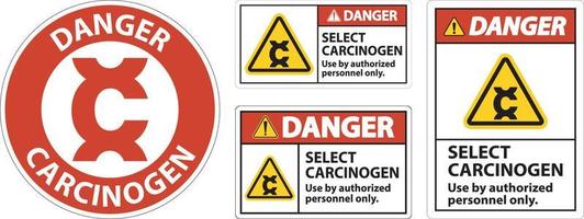 Gevaar selecteer kankerverwekkend etiket Aan wit achtergrond vector