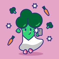 broccoli vector illustratie in tekenfilm stijl. selfie in een jurk