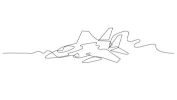 doorlopend lijn kunst tekening vechter vliegtuig voor vector illustratie, leger vervoer. gevecht voertuig concept