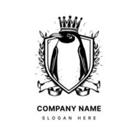 pinguïn met kroon logo illustratie koning van de antarctisch vector