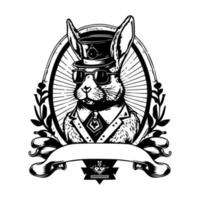 konijn met een steampunk hoed een uniek en gedenkwaardig logo illustratie vector