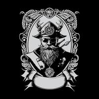 piraat schedel hoofd logo illustratie is hand getekend met nauwkeurig aandacht naar detail, vastleggen de iconisch beeld van de roekeloos piraat vector
