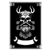 viking schedel hoofd logo hand- getrokken illustratie krijger Mark vector