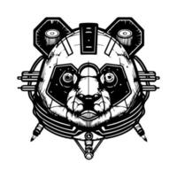 panda hoofd logo hand- getrokken illustratie zwart en wit vector