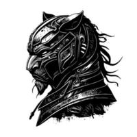 boos samurai panter illustratie logo zwart en wit hand- getrokken illustratie vector