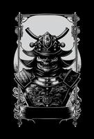 Japans samurai heraldisch banier zwart en wit hand- getrokken illustratie vector