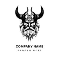 viking hoofd logo hand- getrokken zwart en wit illustratie vector