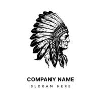 inheems Amerikaans Indisch chef hoofd logo hand- getrokken illustratie vector