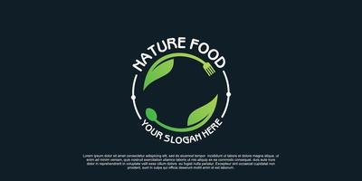 natuur voedsel logo ontwerp met uniek concept premie vector