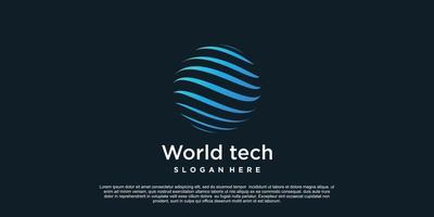 wereld tech logo ontwerp gemakkelijk concept premie vector een deel 3