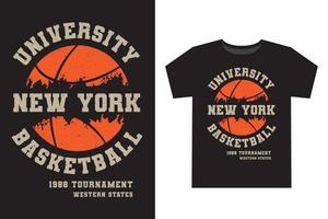 Universiteit nieuw york basketbal varsity typografie t overhemd ontwerp vector