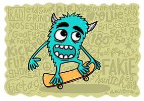 monster skateboarden vector