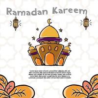 hand- tekening illustratie poster moskee Ramadan kareem vector