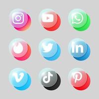 online tech sociaal media glasmorfisme icoon vector