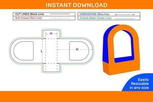 bloem dragen smeek, bloem geschenk doos dieline sjabloon en 3d smeken ontwerp doos dieline en 3d doos vector