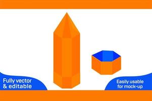 potlood type of kogel type doos dieline sjabloon en 3d vector het dossier 3d doos