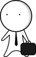 zwart en wit zakenman karakter met koffer vector