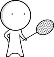 een jongen met een badminton racket in zijn hand- Toneelstukken badminton vector