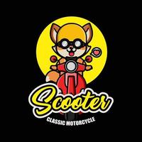schattig vos rijden scooter tekenfilm t-shirt ontwerp vector