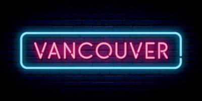 vancouver neon teken. helder licht uithangbord. vector banner.