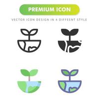 wereld en plan icon pack op witte achtergrond vector