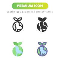 wereld en plan icon pack op witte achtergrond vector